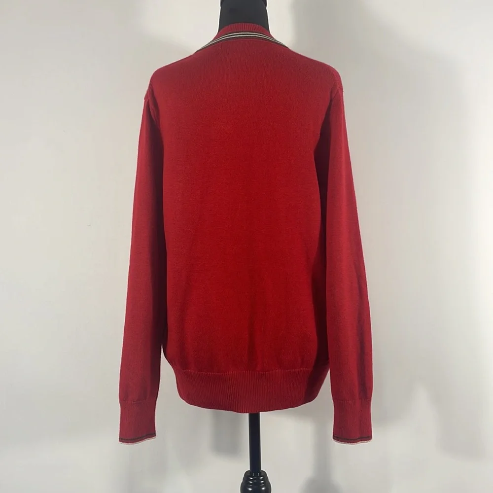 Banana Republic Medium V neck pull over sweater, Red, White & Black stripe
